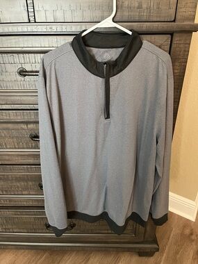 Men's Grey Half-Zip Pullover with Black Trim